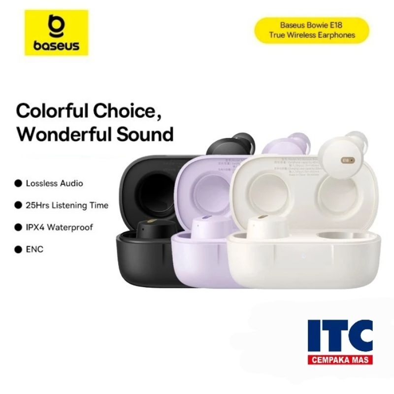 TWS Earphone Earbuds Bluetooth Baseus Bowie E18 Original Bergaransi
