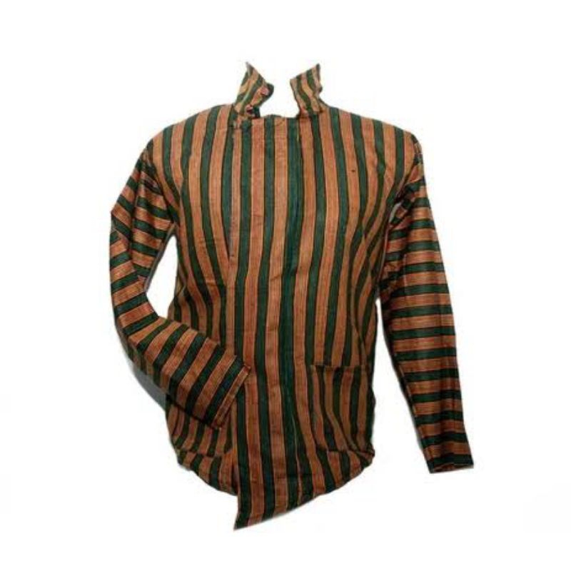 BAJU SURJAN LURIK HALUS PAKAIAN ADAT JAWA WARNA HIJAU COKLAT MURAH