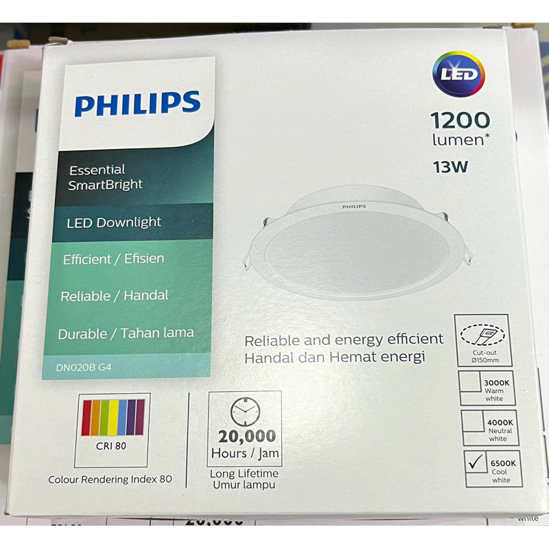 Lampu Led Panel Tanam Downlight Philips 13w 13watt DN020B G3 Essential SmartBright 13 Watt