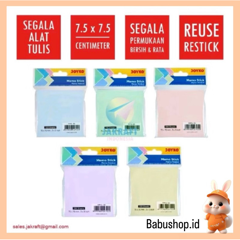 

BBS (100 lembar) Kertas Memo Tempel / Sticky Notes Pad Pastel / MorandiJoyko MMS-30 Uk. 75 x 75 mm