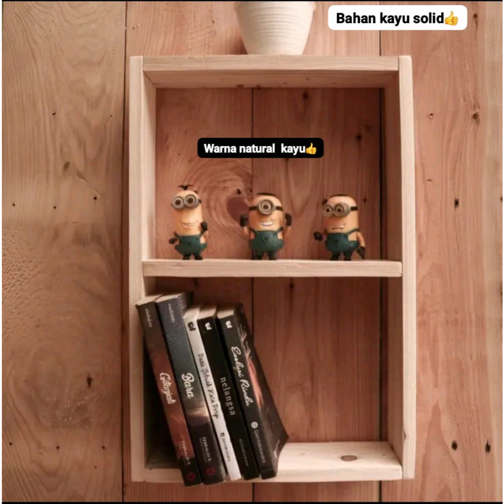 Rak Ambalan Kayu Kotak/Ambalan Kayu/Rak Bumbu/Rak Buku/Rak Kosmetik Tempel Dinding