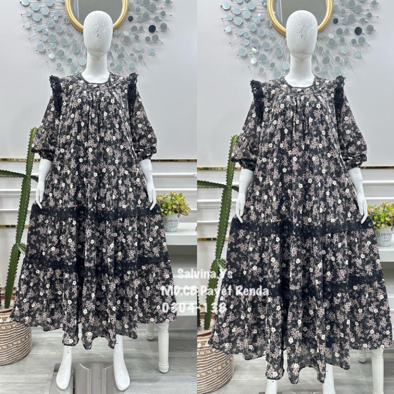Midi dress salvina ys / midi dress salvina bahan katun premium
