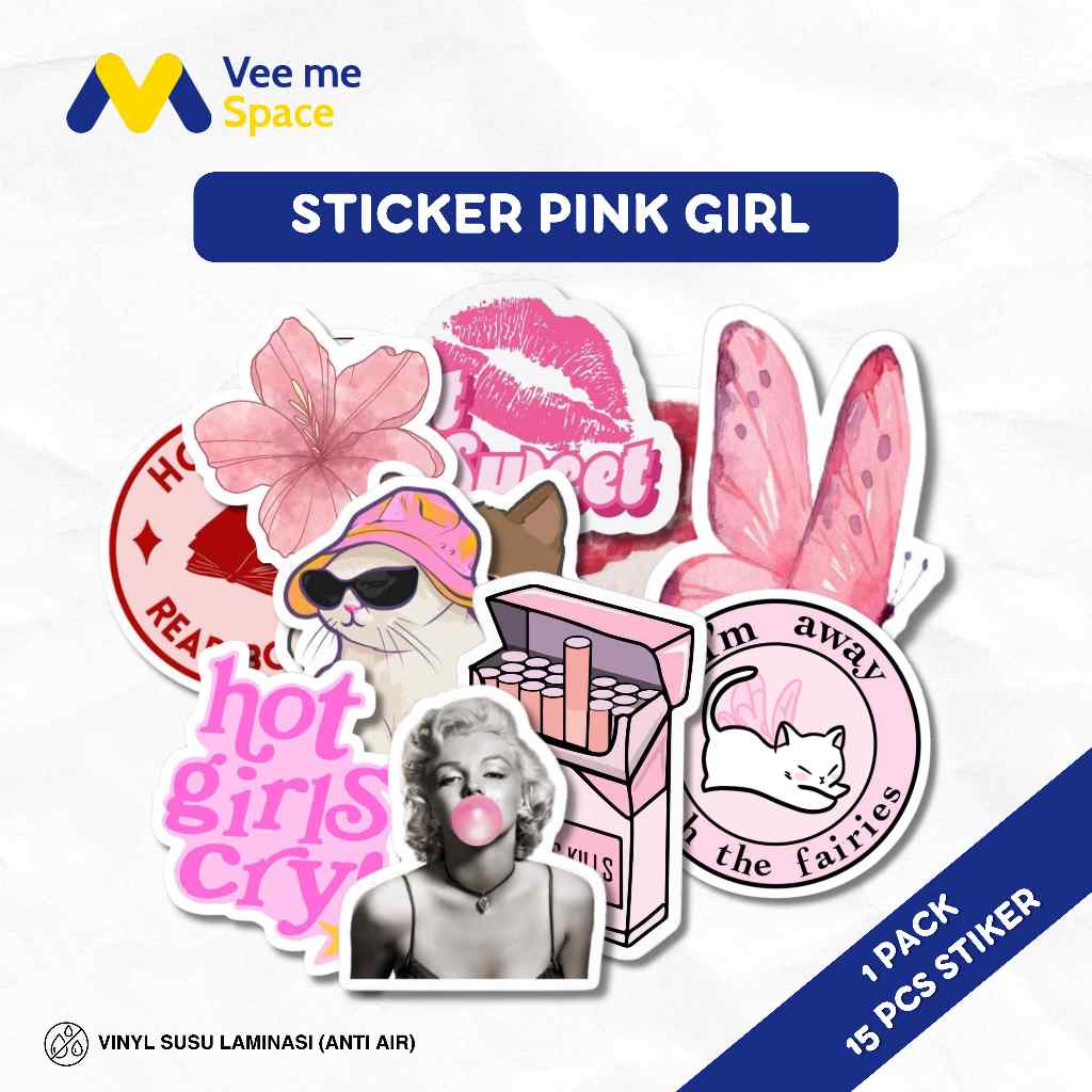 

[ISI 15 PCS] Stiker Pinky Girl | Stiker Cewek Pink | Stiker Pink Lucu | Stiker Laptop Cewe | Stiker Helm Pinky