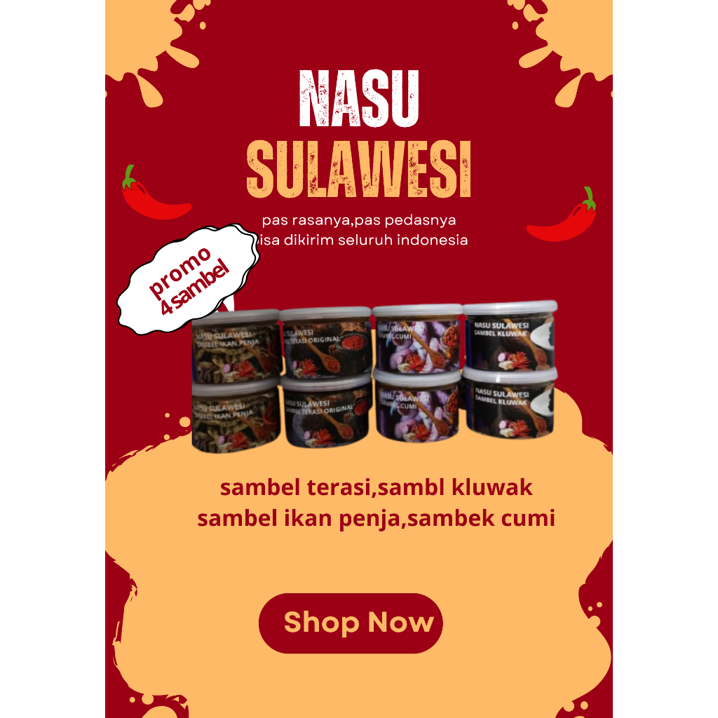 

promo 4 sambel mix sambel cumi,sambel trasi,sambel kluwak, sambel ikan penja