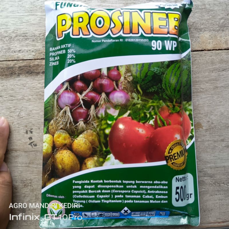 Fungisida PROSINEB 500gr plus zat hijau daun, spesialis bercak daun, antraknosa dan embun tepung 3 b