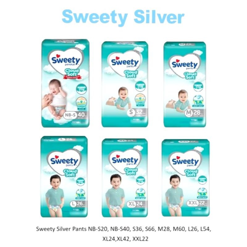 Sweety Silver Pants Nbs40 S36 M28 L26 Popok Bayi