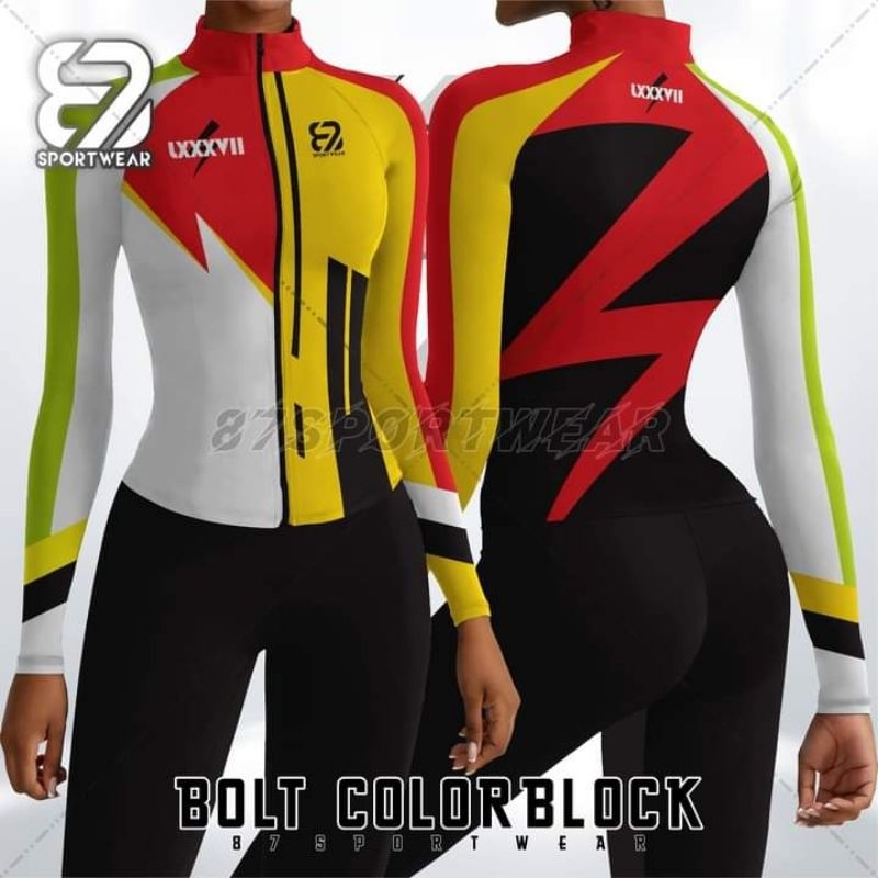 Baju senam original XXXVII 87Sportwear Bolt Color Block