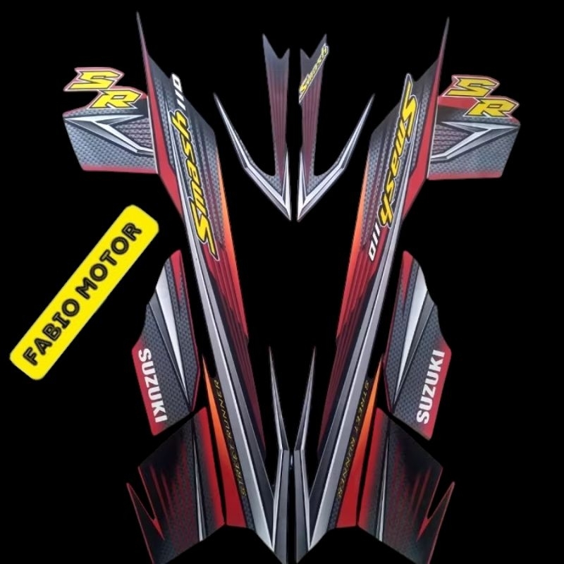 stiker striping motor suzuki smash 2009 new 110 SR CW merah hitam