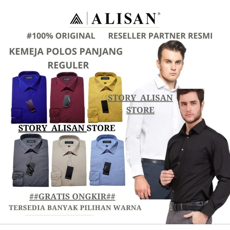 Kemeja ALISAN POLOS REGULER Lengan Panjang (100% ORIGINAL)