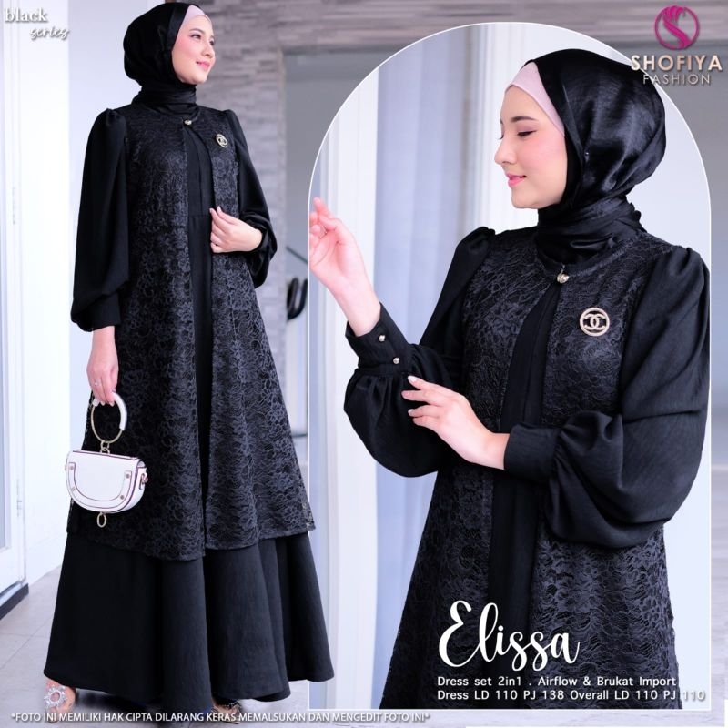 ELISSA SET Gamis brukat dress brukat lepasan gamis kondangan gamis pesta bisa lepas pasang dress by 