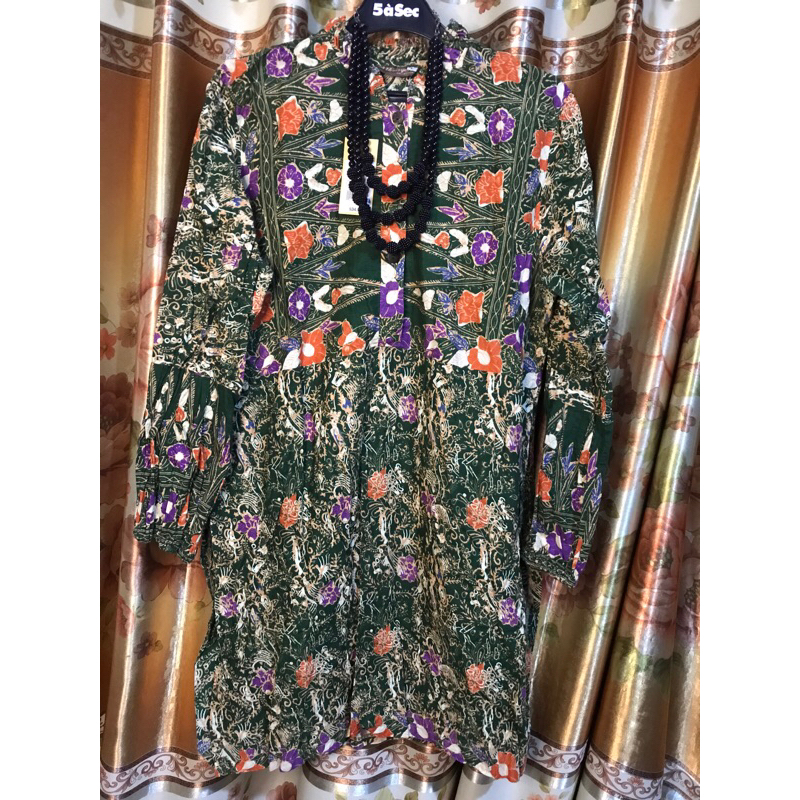 Tunik batik busui motif cantik hijau bunga
