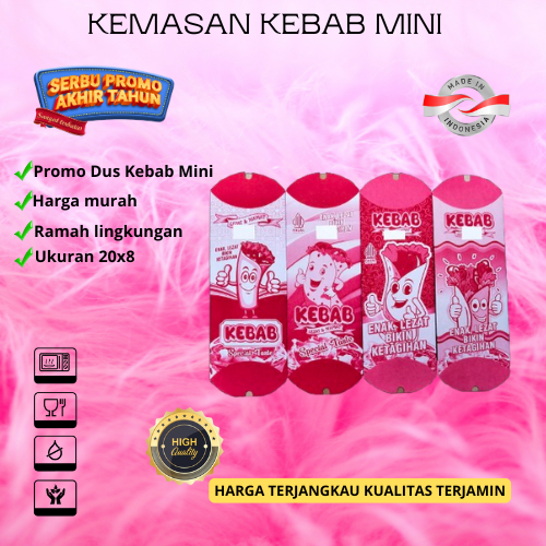 

PROMO Kertas kemasan dus kebab mini isi 50, Bungkus box wadah kebab mini isi 50/100 pcs