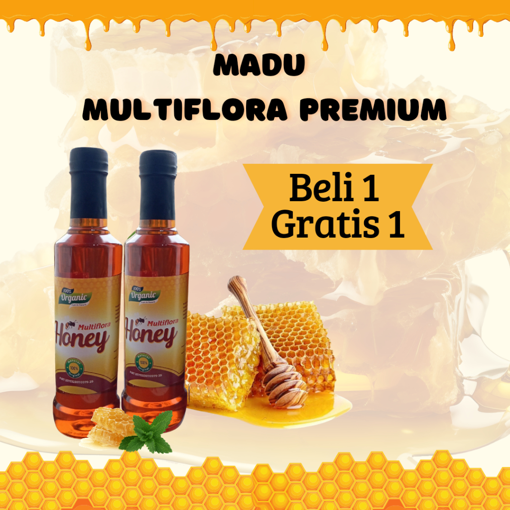 

PROMO BELI 500gram BONUS 500gram MADU MULTIFLORA SUPER 1kg | MURNI-Pure Raw Honey