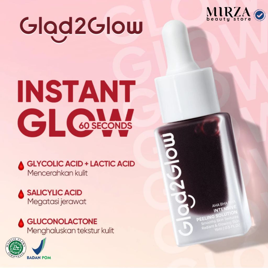 Glad2Glow AHA BHA PHA Intensive Peeling Solution 15ml Serum G2G Exfoliasi Wajah merah Exfoliating Se