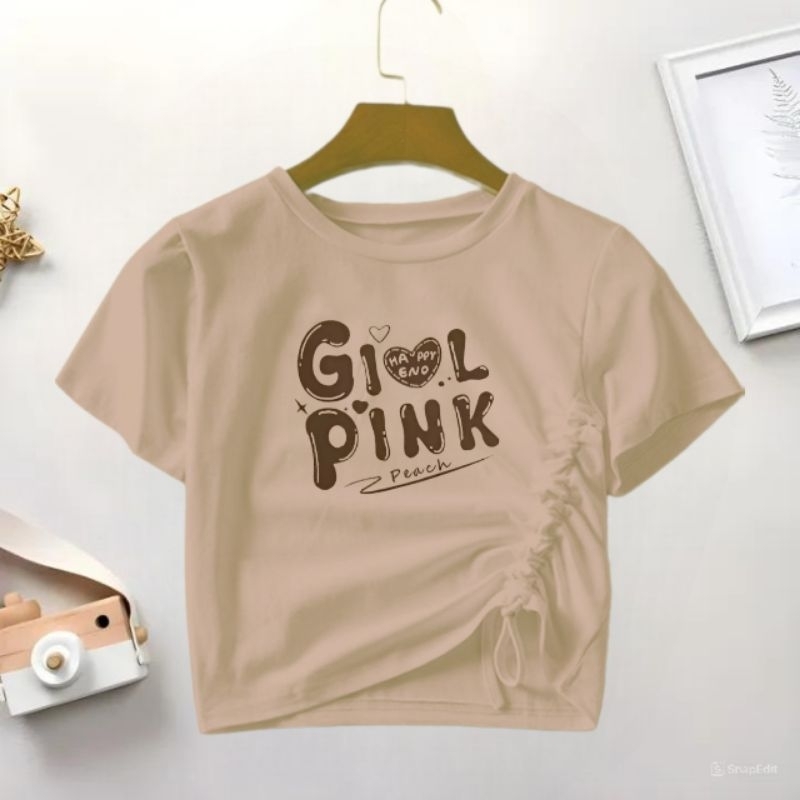 Kaos crop top anak perempuan import usia 1-7 tahun lucu