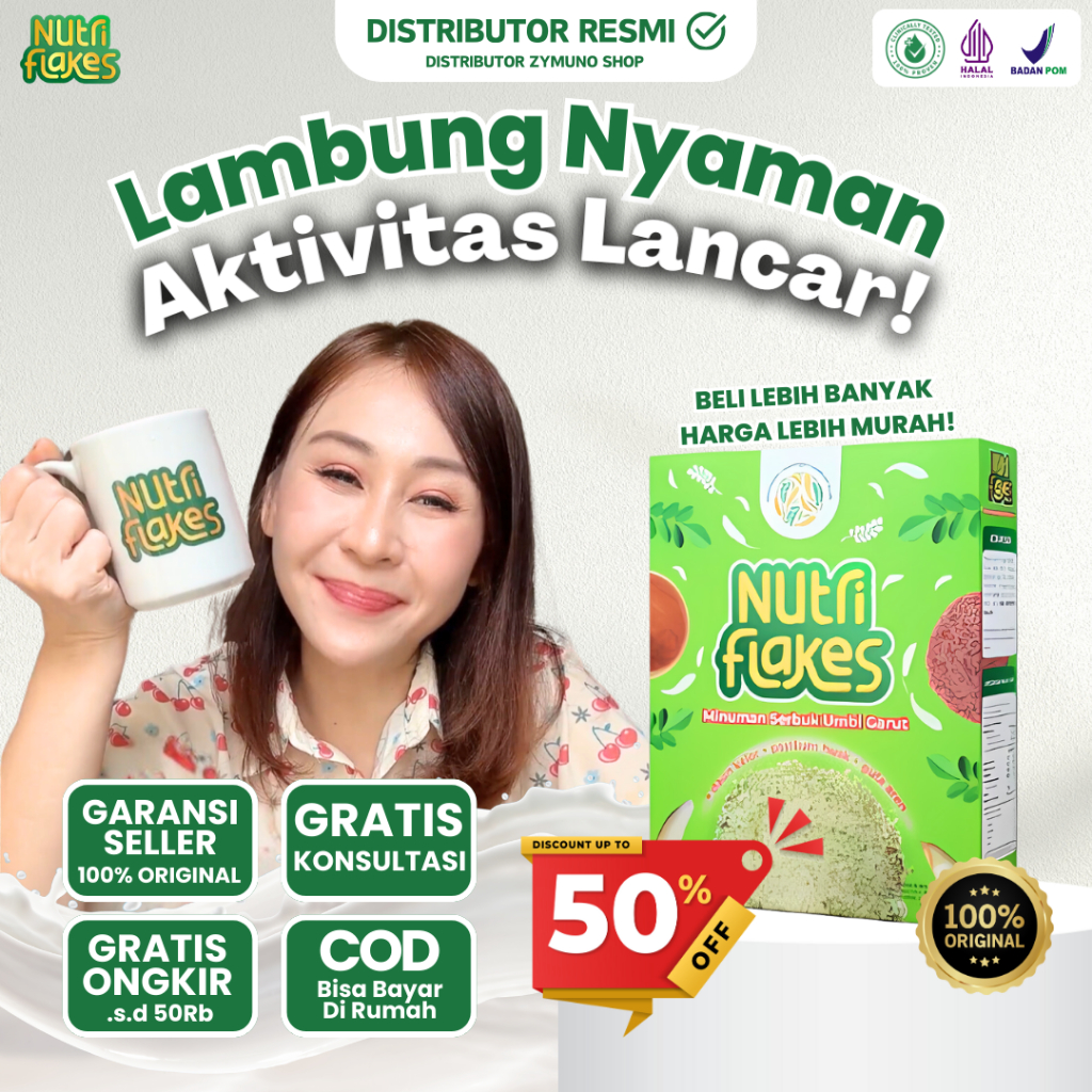 

NUTRIFLAKES Original 100% - Sereal Umbi Garut Solusi Atasi Masalah Asam Lambung Naik, Maag, dan Gerd
