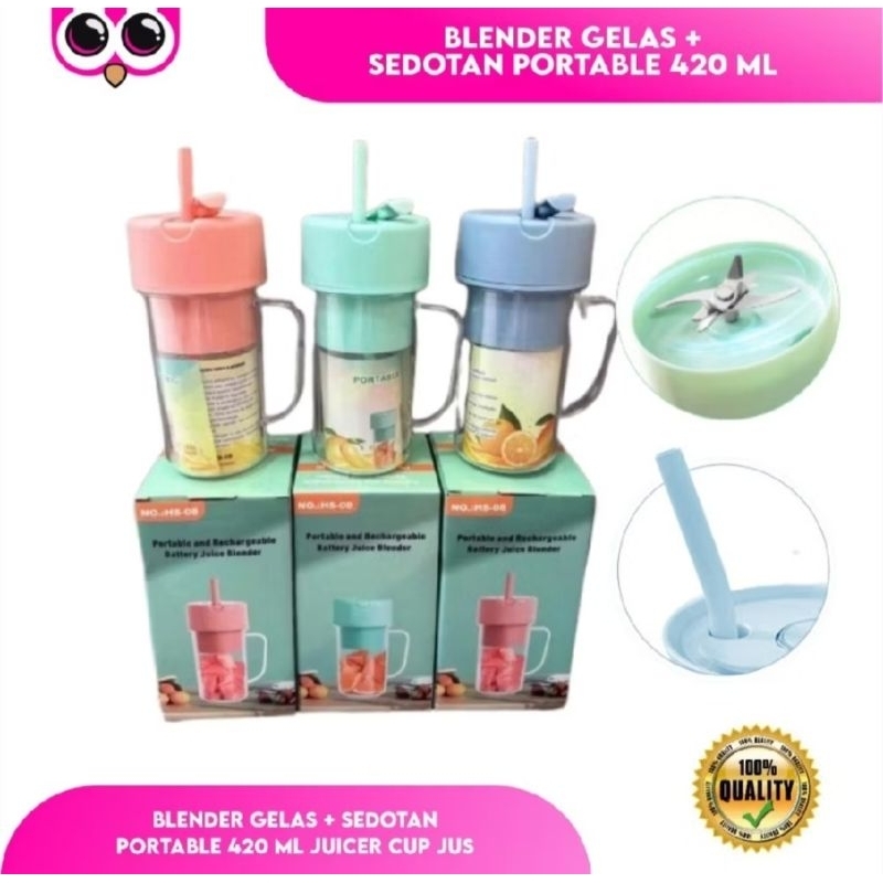Blender Gelas Jus Viral Portable Blender gelas + sedotan portabel