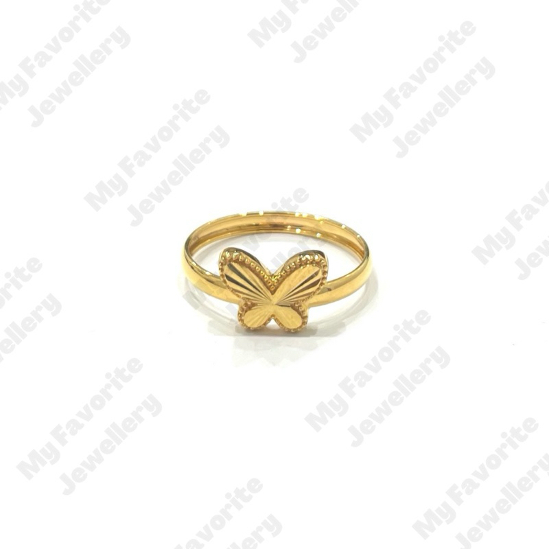 Cincin Kupu-kupu Kristal Elegan Uk14 Emas Asli Kadar 700
