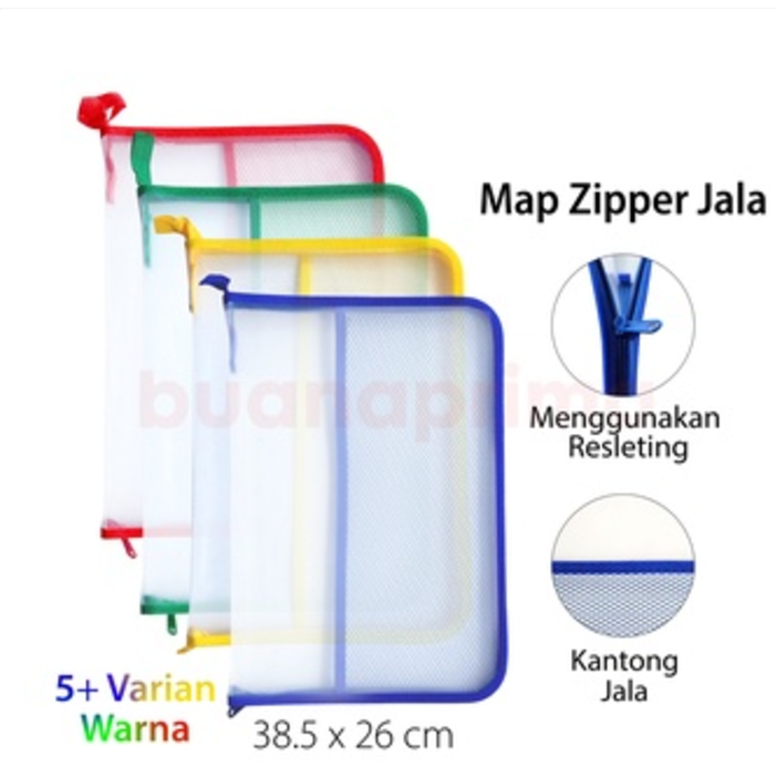 

Map Sleting Jala Folio Zipper Jaring Plastik Tas Resleting F4 Document