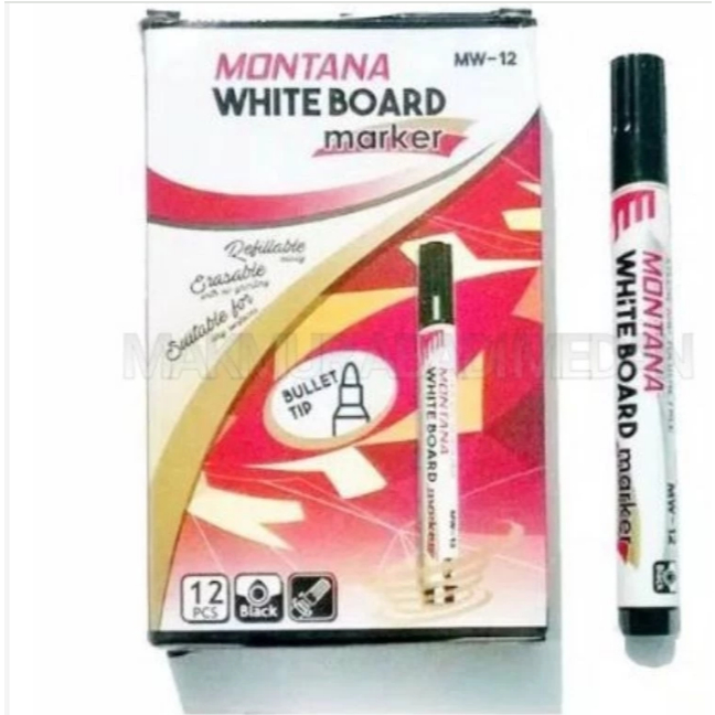 

(1Pcs) MONTANA Spidol Whiteboard MW-12 Spidol Papan Tulis Board Marker bisa dihapus