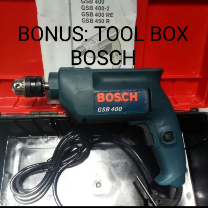 Mesin bor tembok / Impact Drill 10mm BOSCH GSB 400 + ToolBox Bosch