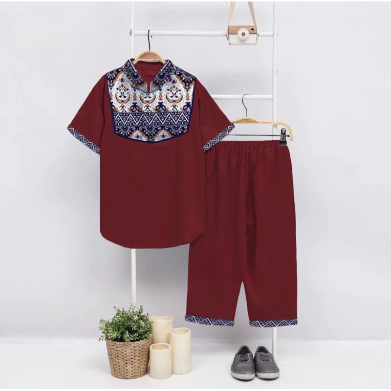 SETELAN BAJU KOKO BATIK KALIMANTAN ANAK LAKI LAKI USIA 1-10 TAHUN/ PAKAIAN MUSLIM ANAK LAKI LAKI/ SE