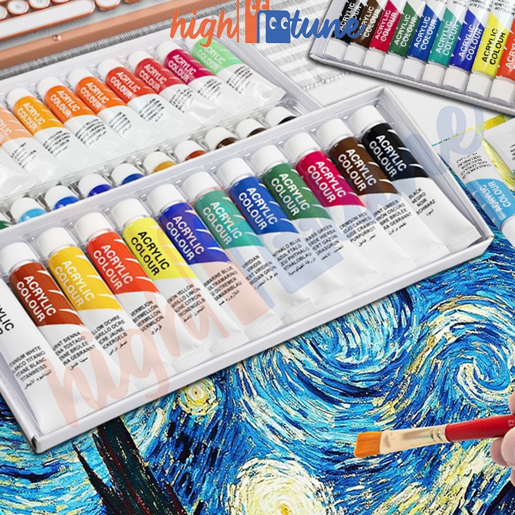 

New Style Hightune Cat Akrilik Set 1224 Warna 1ml Acrylic Paint Color Set Painting Lukis Kanvas