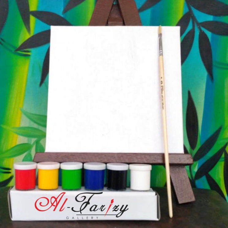 

Special Order Kanvas Lukis Putih Legkap dengan cat akrilik 6 warna bonus kuas lukis tersedia berbagai ukuran