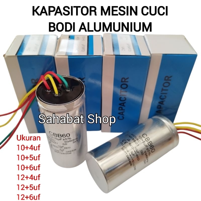 KAPASITOR MESIN CUCI 2TABUNG 4KABEL UNIVERSAL SEMUA MERK SANYO SHARP SANKEN POLYTRON DLL