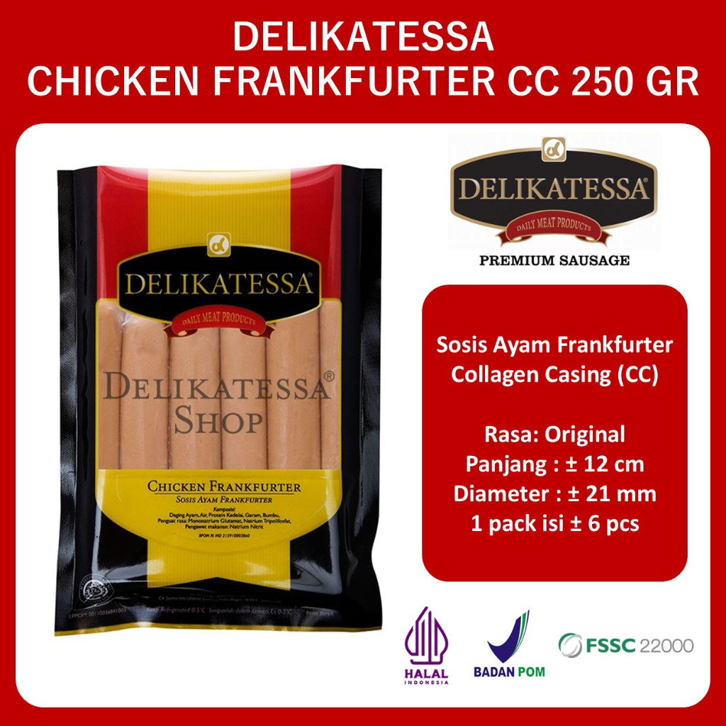 

Delikatessa Chicken Frankfurter 250 GR Sosis Ayam Hotdog Horeca Halal