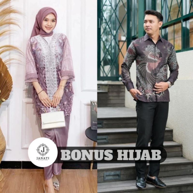 (Termurah) Batik Couple Outer Oneset Brukat Maiza Setelan Kondangan Rok Lilit Baju Pesta