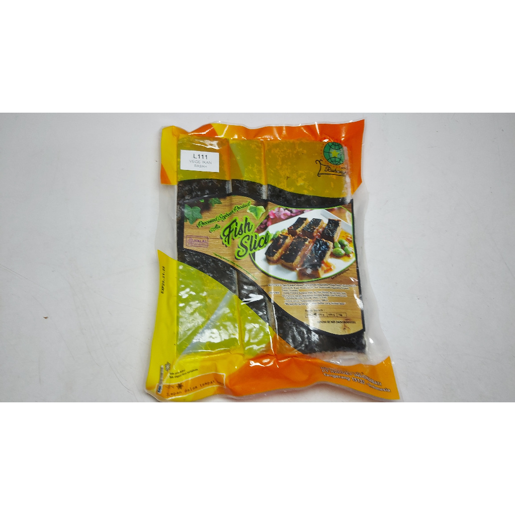 

Vegetarian Fish Slice Ikan Basah with Nori Rumput laut 紫菜鱼片素食 protein kacang kedelai frozen food healthy plant based veggie natural herbivore no preservative made in Indonesia BPOM