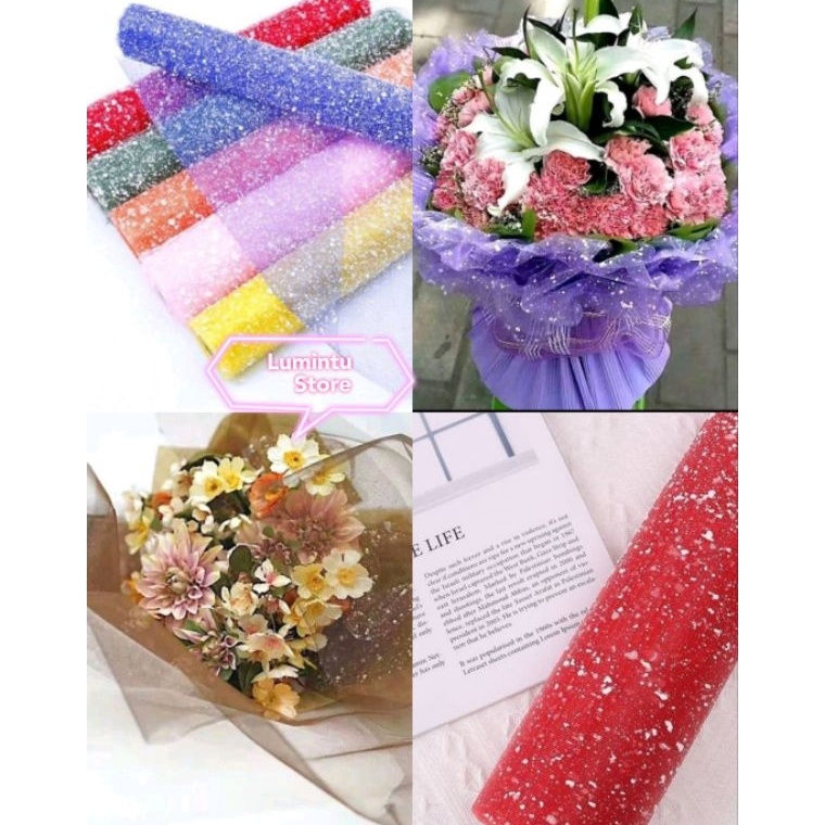 

Best Delivery Flower Wrapping Jala Salju Flower Wrapping Paper Snowy Jaring Salju Flower Mesh Snowy Buket Bunga Motif Salju 1 Lembar