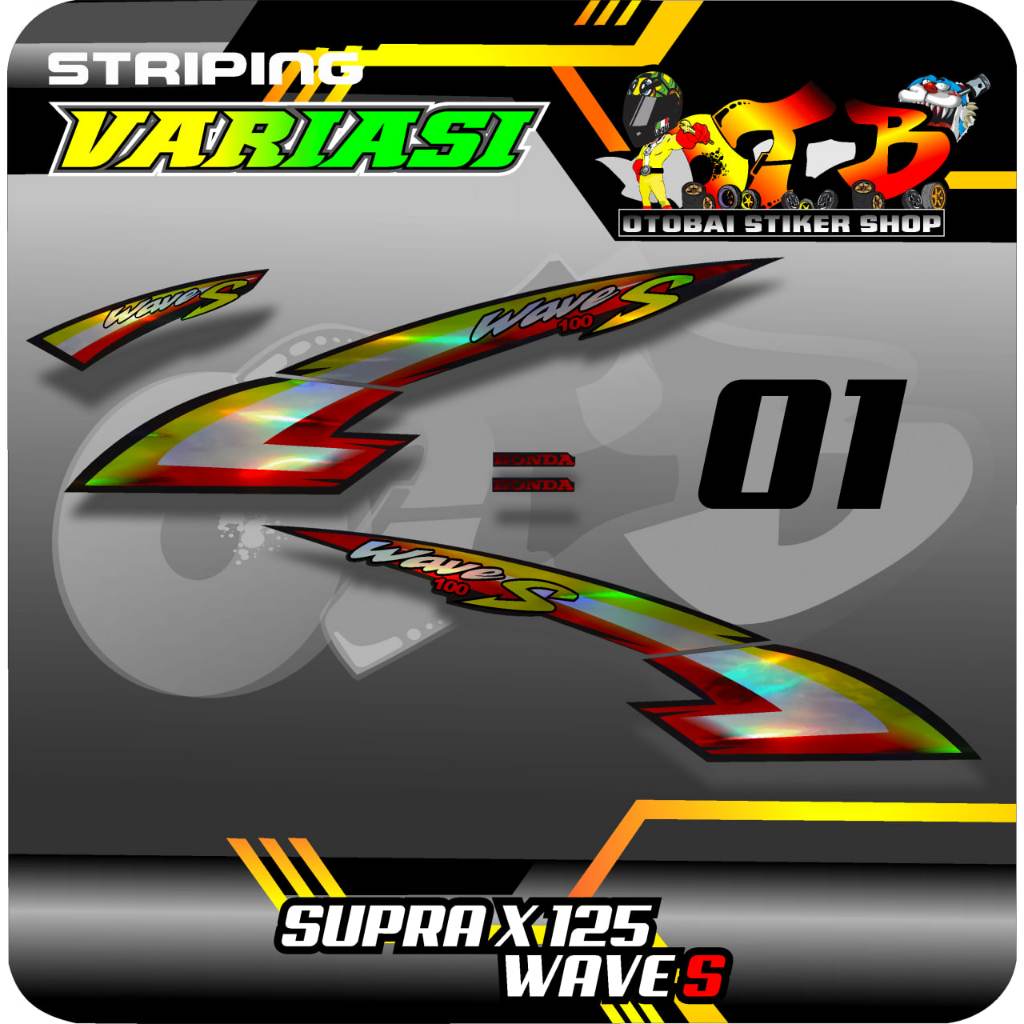 STRIPING VARIASI SUPRA X 125 TAHUN 2005-2013 MOTIF THAILAND WAVE S HOLOGRAM
