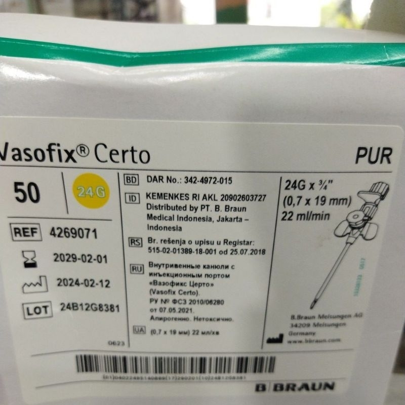 Bbraun vasofix certo 24g, 22g, 18g, 20g