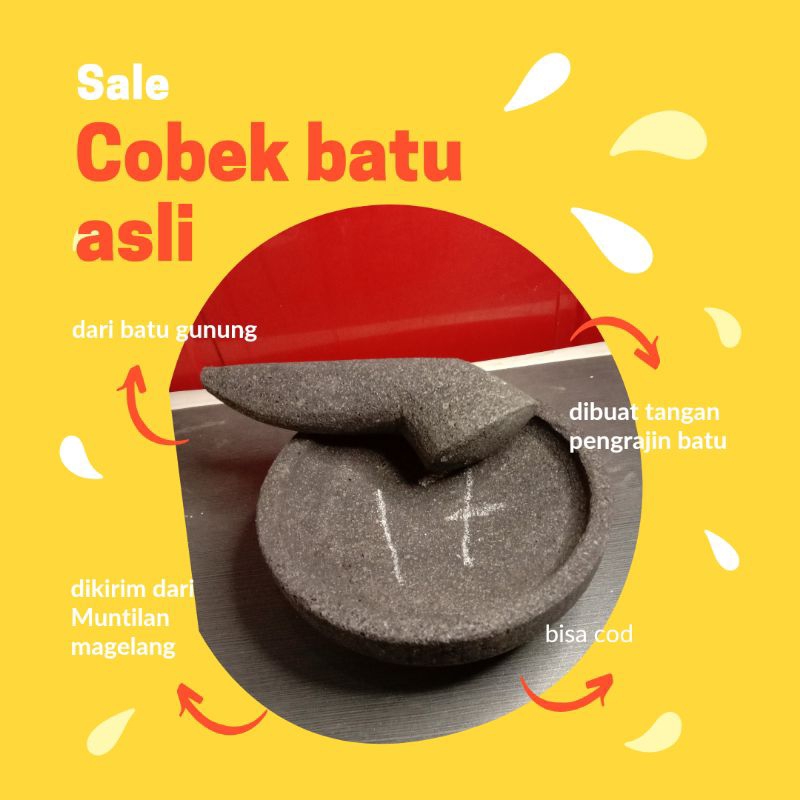 cobek batu asli dan super Magelang ukuran 17cm cobek saja