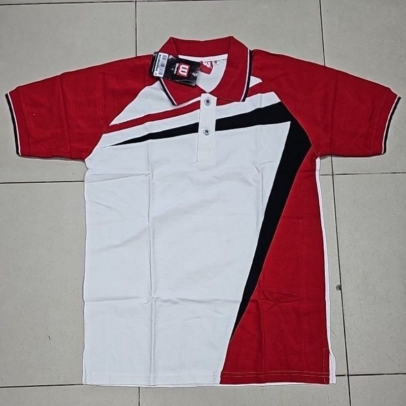 KAOS OLAHRAGA / BAJU SERAGAM OLAHRAGA MARQUEZ BAHAN POLO BILABONG WARNA PUTIH KOMBINASI MERAH