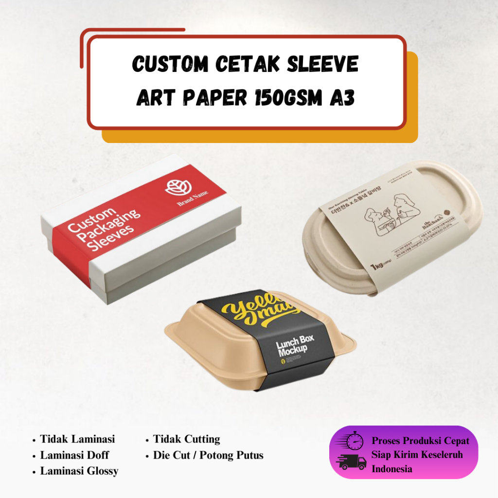 

Cetak Paper belt sleeve box kemasan | Packaging sleeve | Label pengikat | Ulang tahun / pernikahan | Art Paper 150gsm (A3)