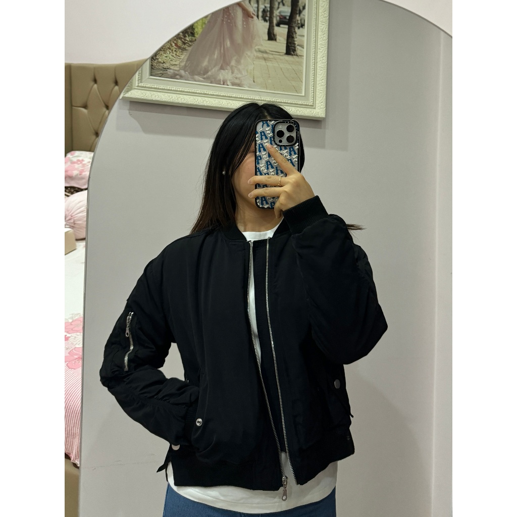 Zara Bomber Jacket Wanita Hitam / Jaket Winter Spring Autumn