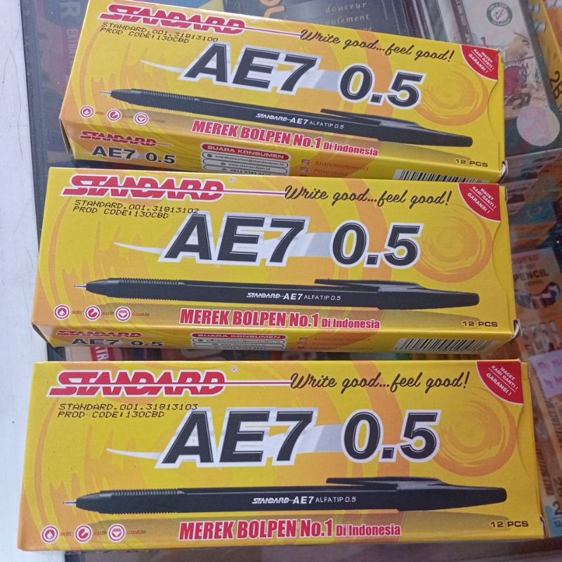 

Pulpen STANDARD AE7 1dus 12pcs Hitam/Merah/biru