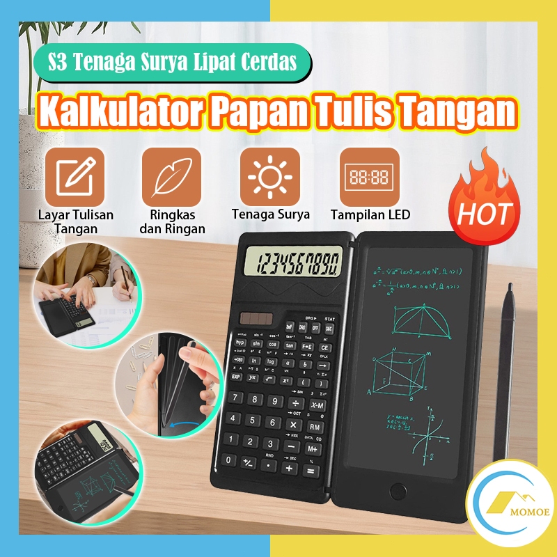 

✨COD✨Solar Foldable Scientific Calculator 10-Digit with Erasable LCD Writing Pad
