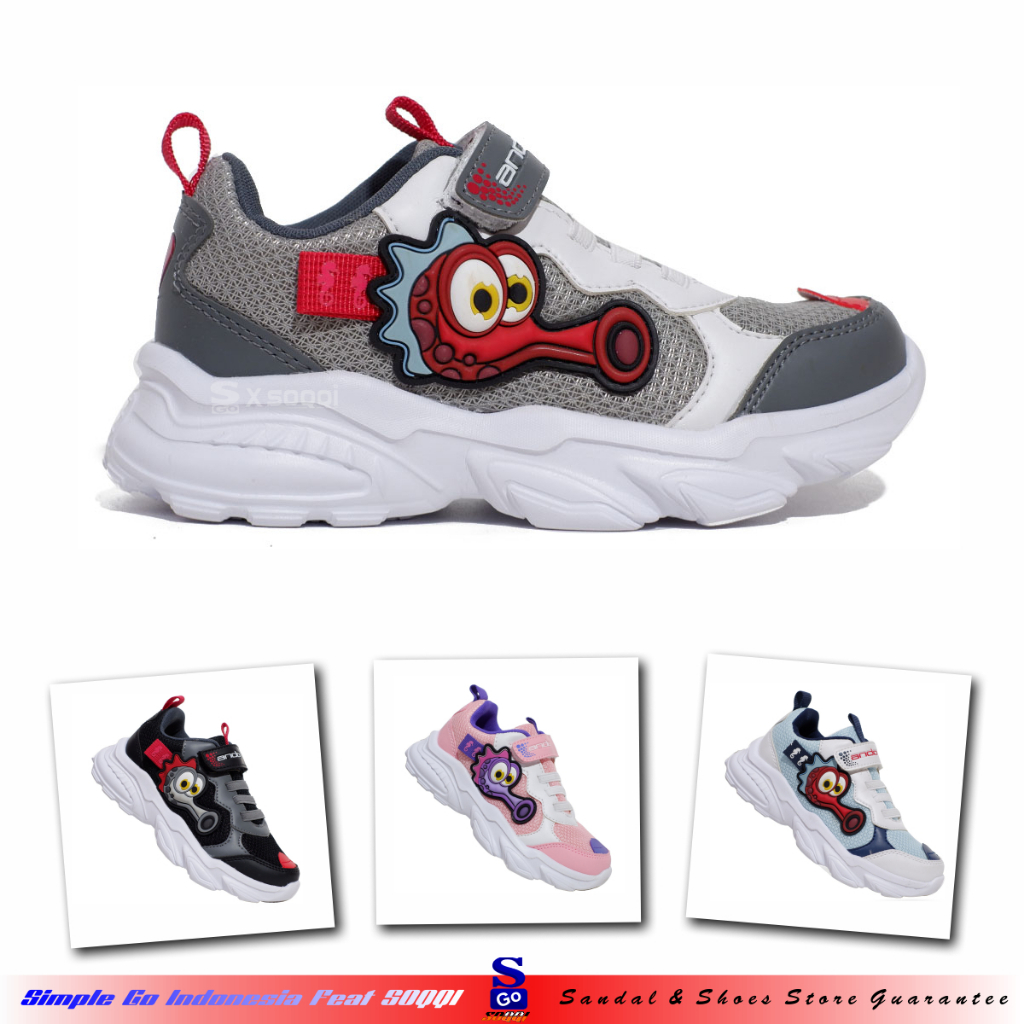 Ando Sea Horses sepatu anak perempuan tk sd perekat sneakers anak cewek velcro 29-32