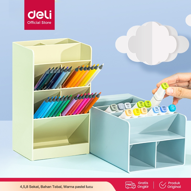 

Deli Pen Holder / Rak Tempat Pulpen Pensil 4 5 8 Sekat Pastel Lucu 89XX