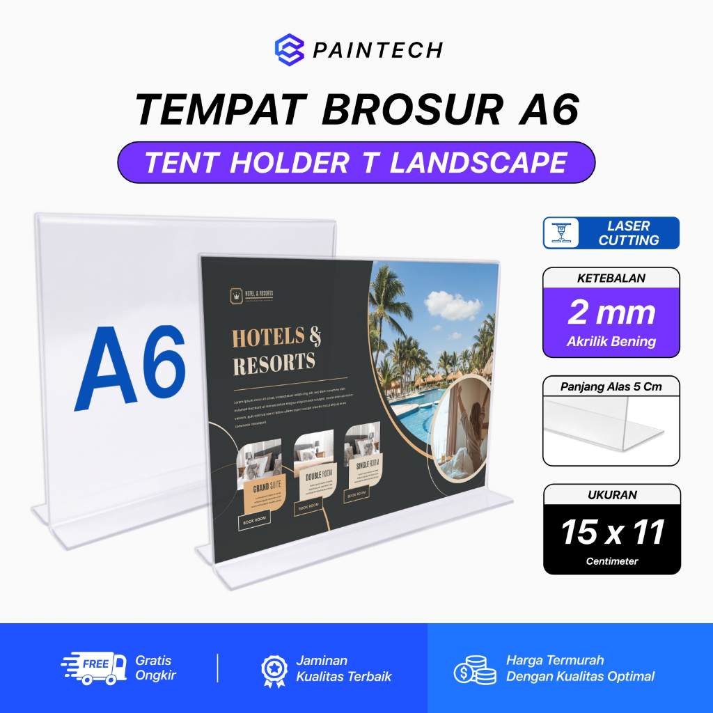 

Tent Holder Akrilik T Tempat Brosur Bening Ukuran A6 Horizontal Display Acrylic