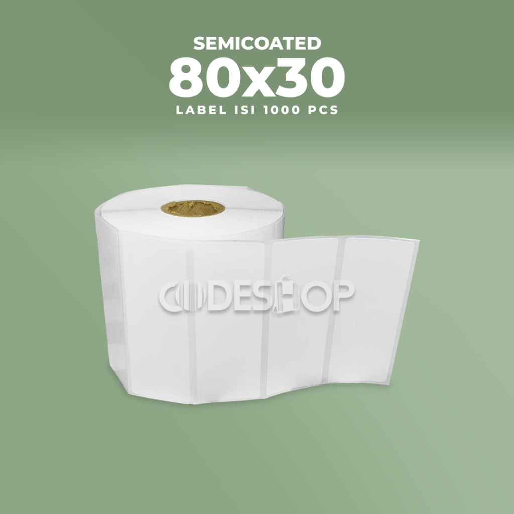 

Codeshop 80x30 Label Semicoat 80x30mm Kertas Stiker Barcode 1 Line