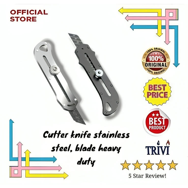 

cutter knife stainless steel multi purpose snap off blade heavy duty lebih bagus kenko joyco Plastik Besi.