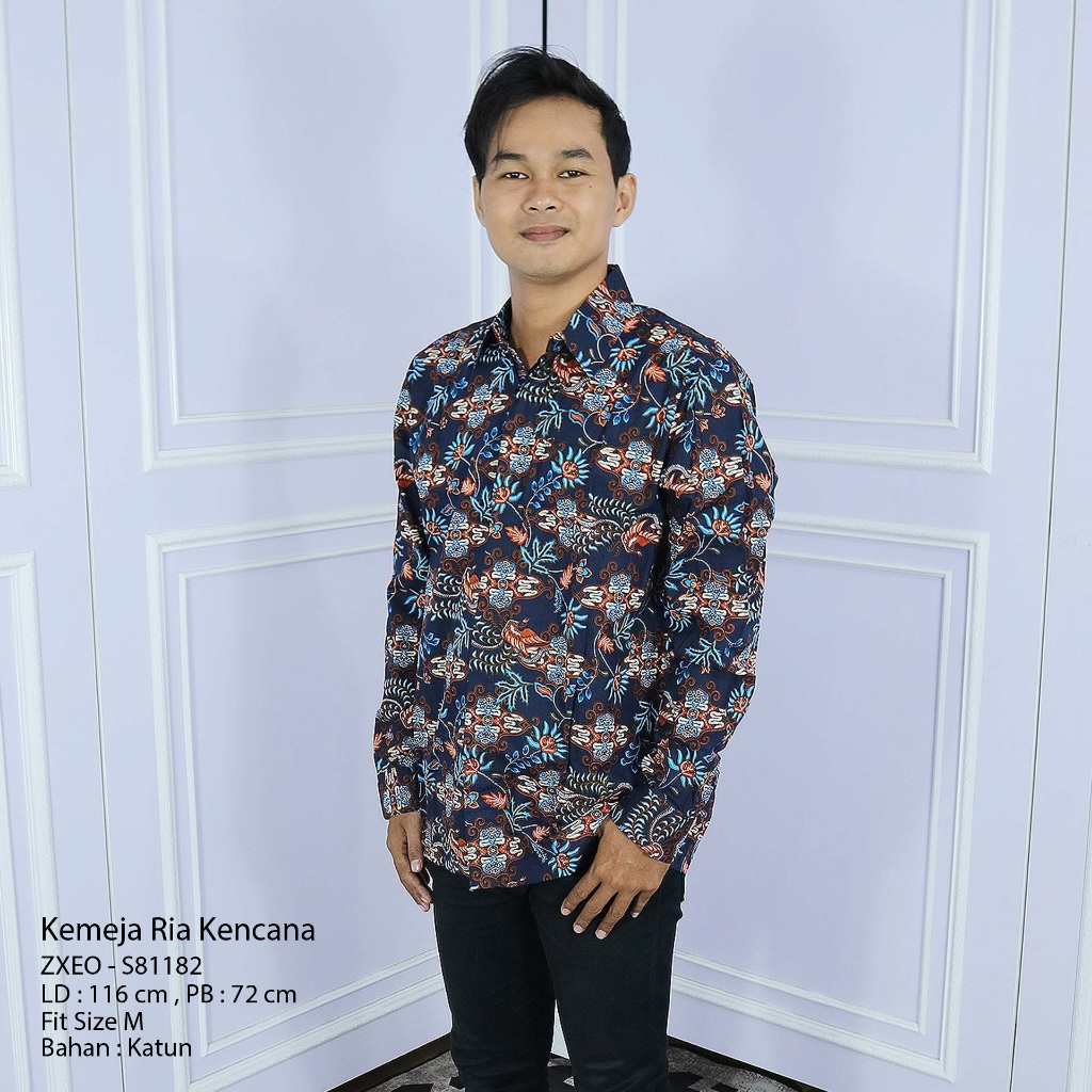 kemeja batik pria motif jonggrang pola batik print ria batik solo