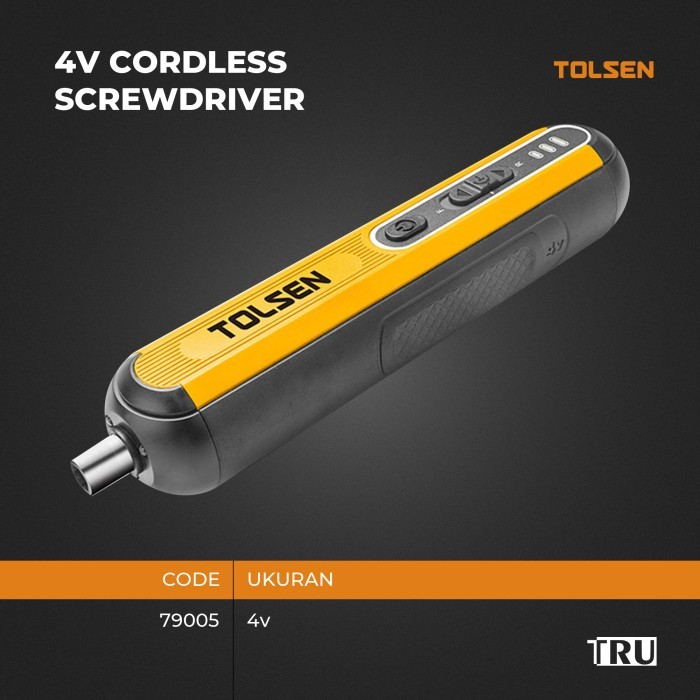 TOLSEN 4V Cordless Electric Screwdriver / Obeng Listrik Baterai Lengkap  79005