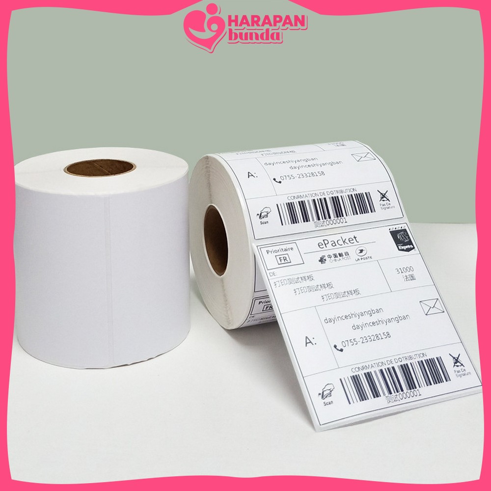 

Kertas Thermal 100x150 MM Isi 500 LEMBAR / Label Kertas Stiker Resi Barcode / Sticker Direct Thermal Harapan Bunda A72