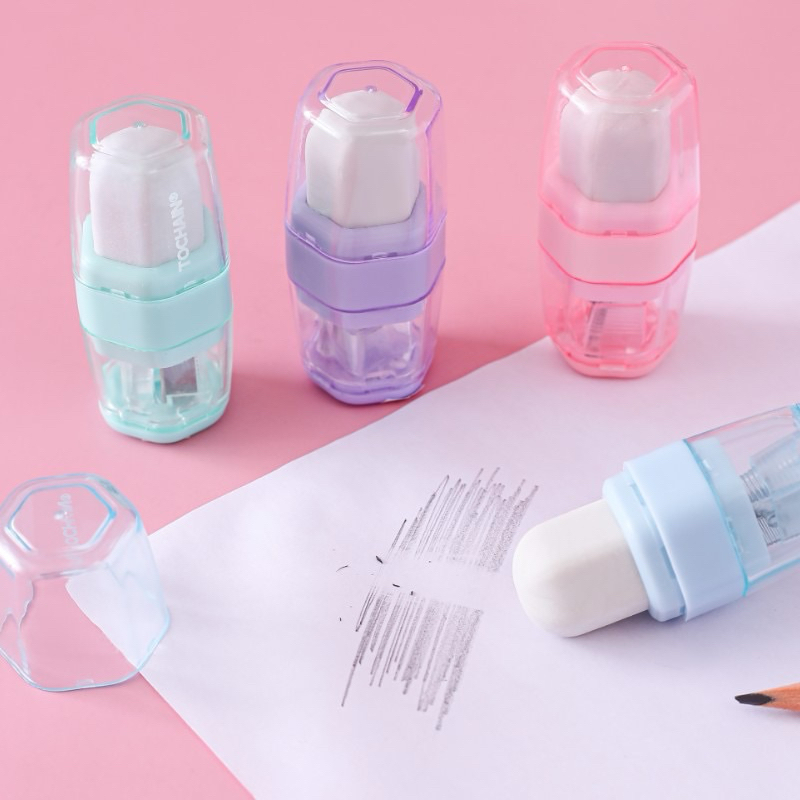 

2 in 1 Serutan Penghapus Pencil Sharpener Eraser Cute Color 1Lubang Simple #t054
